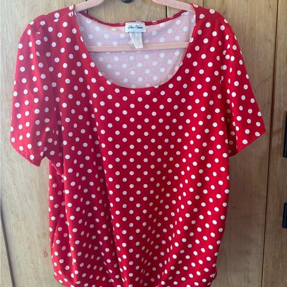 Star Vixen Red and White Polka Dot Blouse - Picture 1 of 5